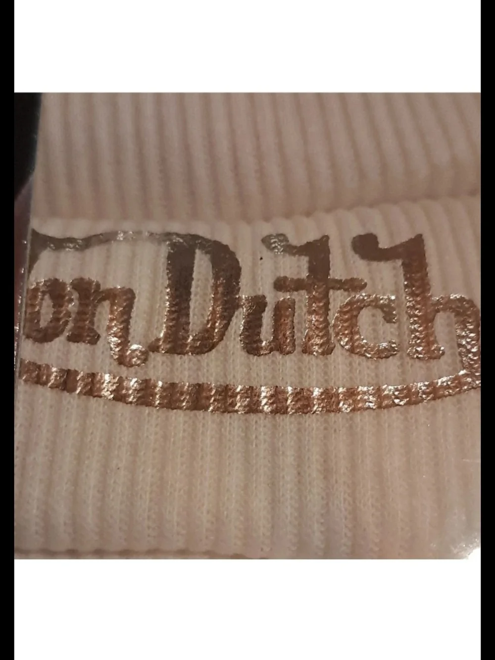 Von Dutch White Ribbed Tank Top with Metallic Logo Small